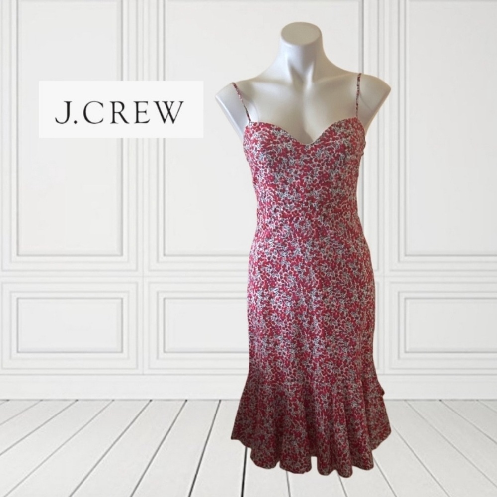 J. Crew Liberty Fabrics Floral Print Midi Dress Spaghetti Strap